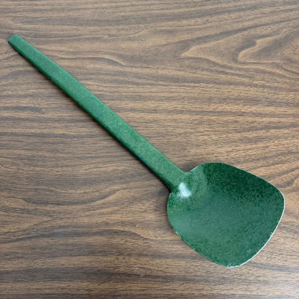 Vintage Flintwood Green Melamine Speckled Serving Utensil Spoon Scoop MCM Retro